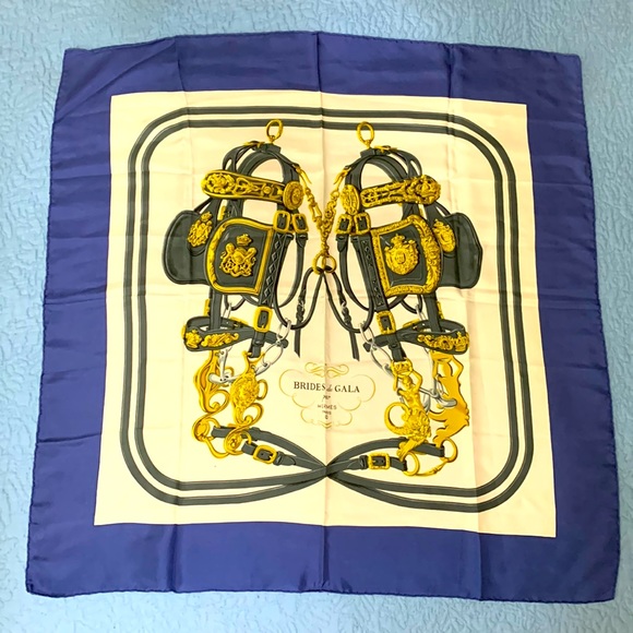 Hermes Accessories - HERMES Carre 90 Brides De Gala Silk Scarf Blue/Multicolor